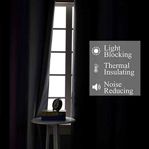Estelar Textiler Purple and Grey Blackout Curtains 84 Inches Long,Ombre and Wavy Line Pattern 100% Blackout Curtains for Bedroom,Full Light Blocking Grommet Thermal Insulated Drapes for Kids Room, 52x84 Inch, 2 Panels - Image 3