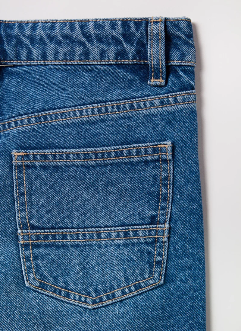 او في اس Cotton mum-fit jeans