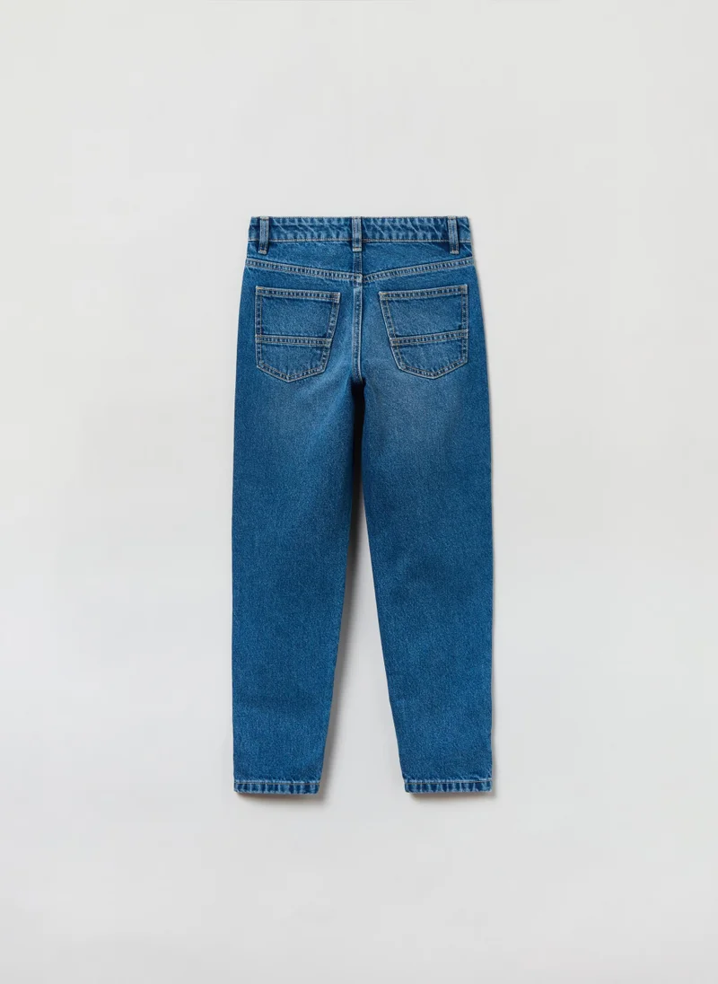 او في اس Cotton mum-fit jeans