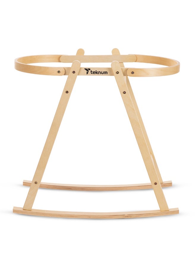TEKNUM Moses Rope Basket Stand - Natural Wood - Image 1