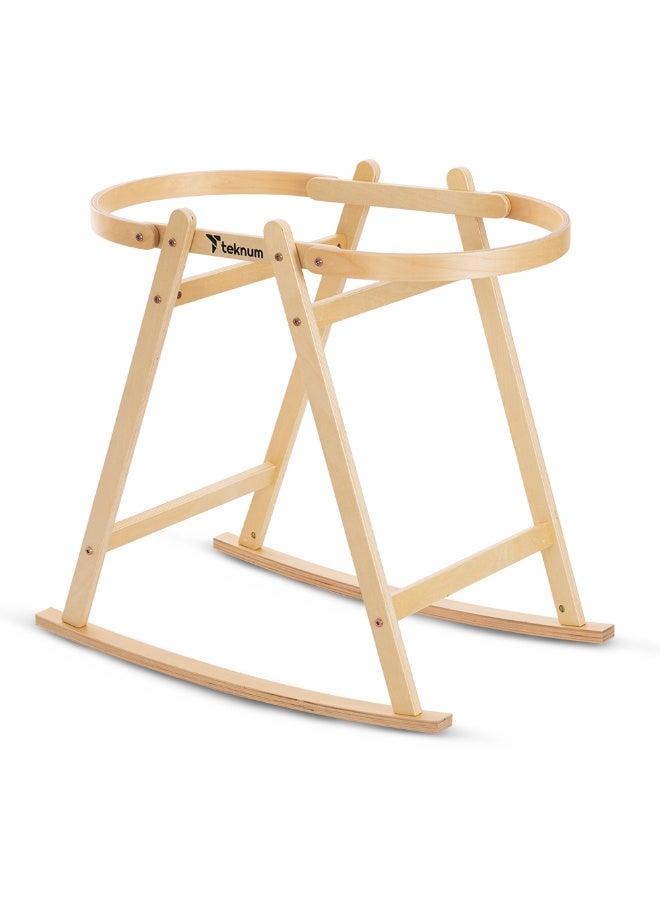 TEKNUM Moses Rope Basket Stand - Natural Wood - Image 2