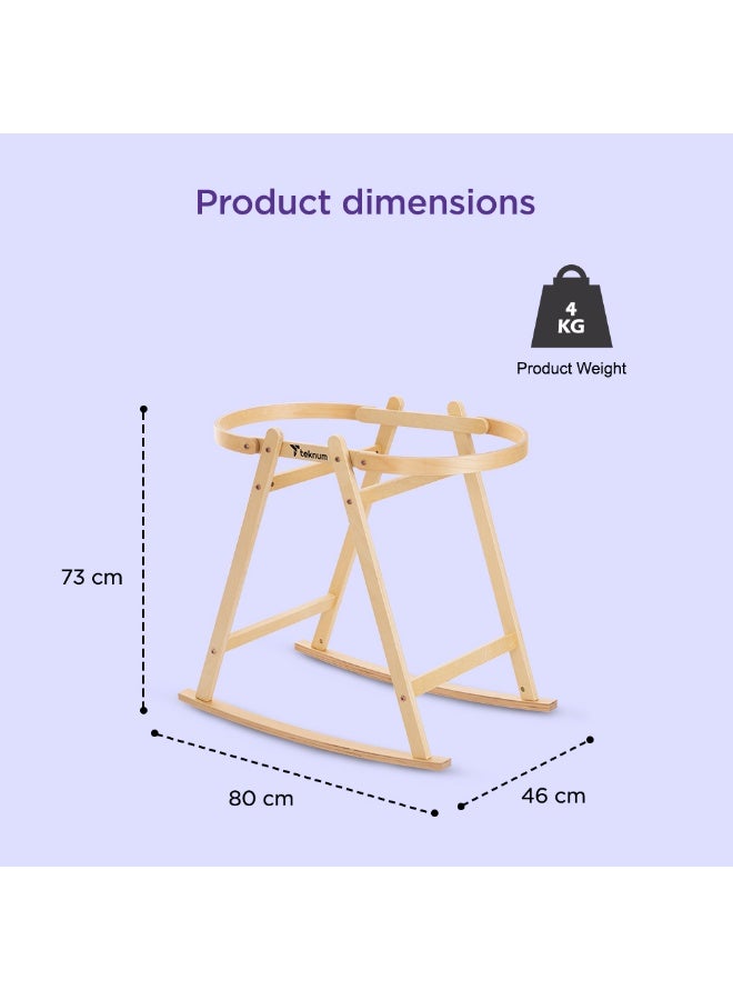 TEKNUM Moses Rope Basket Stand - Natural Wood - Image 5