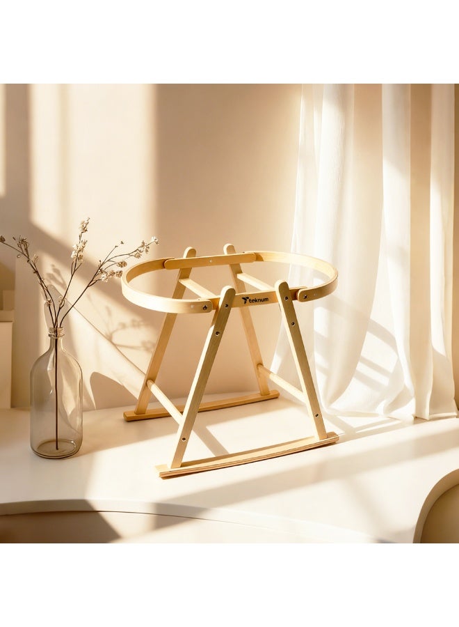 TEKNUM Moses Rope Basket Stand - Natural Wood - Image 3