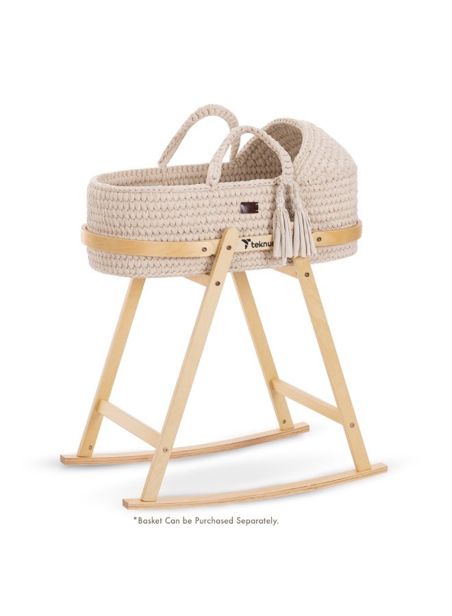 TEKNUM Moses Rope Basket Stand - Natural Wood - Image 4