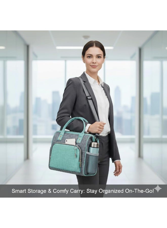 IDEATECH Large Insulated Lunch Bag for Women -12L Adult Lunch Box Wide Opening with Shoulder Strap - Leakproof Cooler Tote Bag for Office Work, Picnic & Travel, Cute Gifts for Women, Mom (Teal) - Image 2