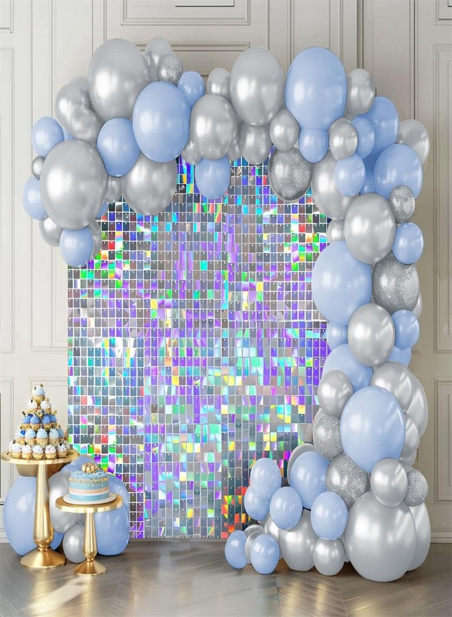 KATE Shimmer Wall Backdrop Iridescent Silver Sequin Panels Wall Backdrop Decoration for Birthday,Wedding,Anniversary,12 Pieces - Image 1