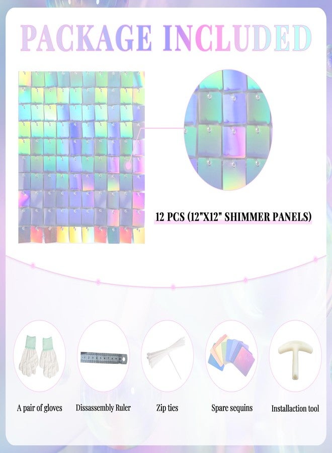 KATE Shimmer Wall Backdrop Iridescent Silver Sequin Panels Wall Backdrop Decoration for Birthday,Wedding,Anniversary,12 Pieces - Image 4