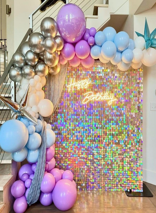 KATE Shimmer Wall Backdrop Iridescent Silver Sequin Panels Wall Backdrop Decoration for Birthday,Wedding,Anniversary,12 Pieces - Image 2