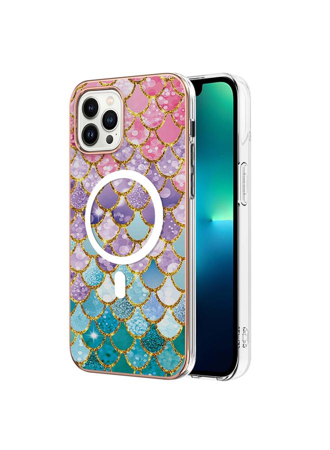 زبون جراب لهاتف iPhone 13 Pro بنمط رخامي، جراب هاتف IMD Magsafe TPU مزدوج الجوانب - Image 1