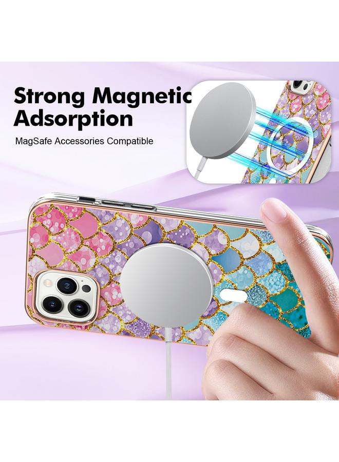 زبون جراب لهاتف iPhone 13 Pro بنمط رخامي، جراب هاتف IMD Magsafe TPU مزدوج الجوانب - Image 3