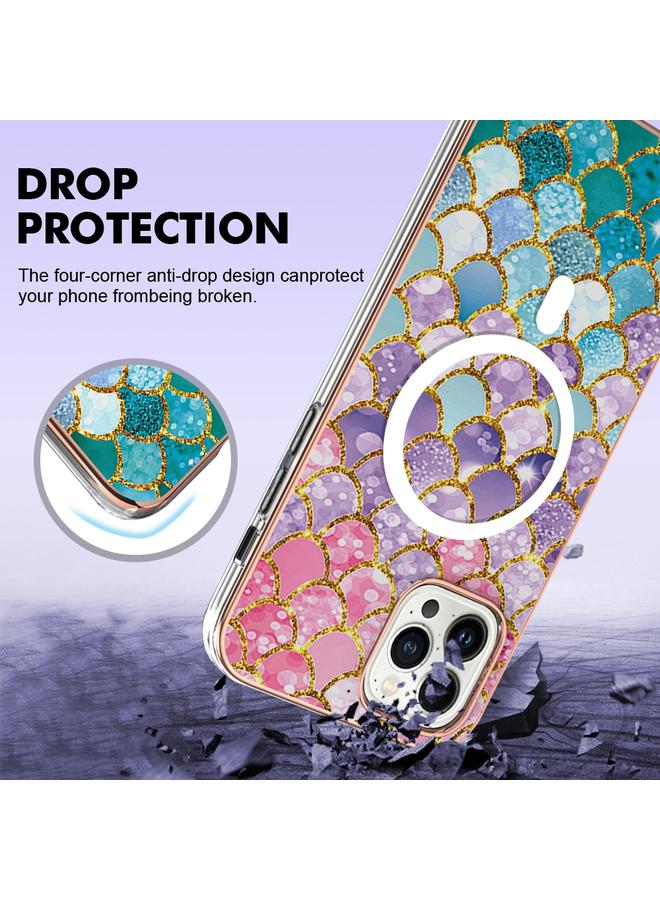 زبون جراب لهاتف iPhone 13 Pro بنمط رخامي، جراب هاتف IMD Magsafe TPU مزدوج الجوانب - Image 4