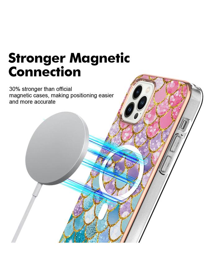 زبون جراب لهاتف iPhone 13 Pro بنمط رخامي، جراب هاتف IMD Magsafe TPU مزدوج الجوانب - Image 2