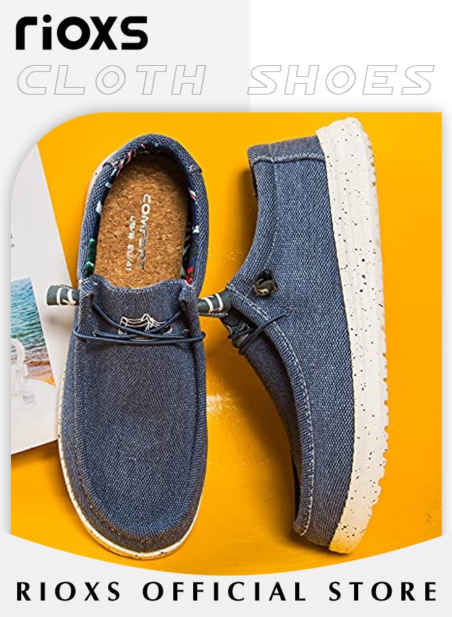 RIOXS Men's Trendy Canvas Loafers, Slip-on Casual Shoes with Wide-fit Construction and Soft Upper Design, Comfortable Lightweight Flats, Suitable for Various Occasions and Any Outdoor Activities  - Image 5
