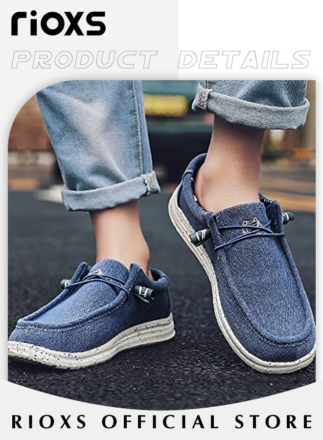 RIOXS Men's Trendy Canvas Loafers, Slip-on Casual Shoes with Wide-fit Construction and Soft Upper Design, Comfortable Lightweight Flats, Suitable for Various Occasions and Any Outdoor Activities  - Image 2