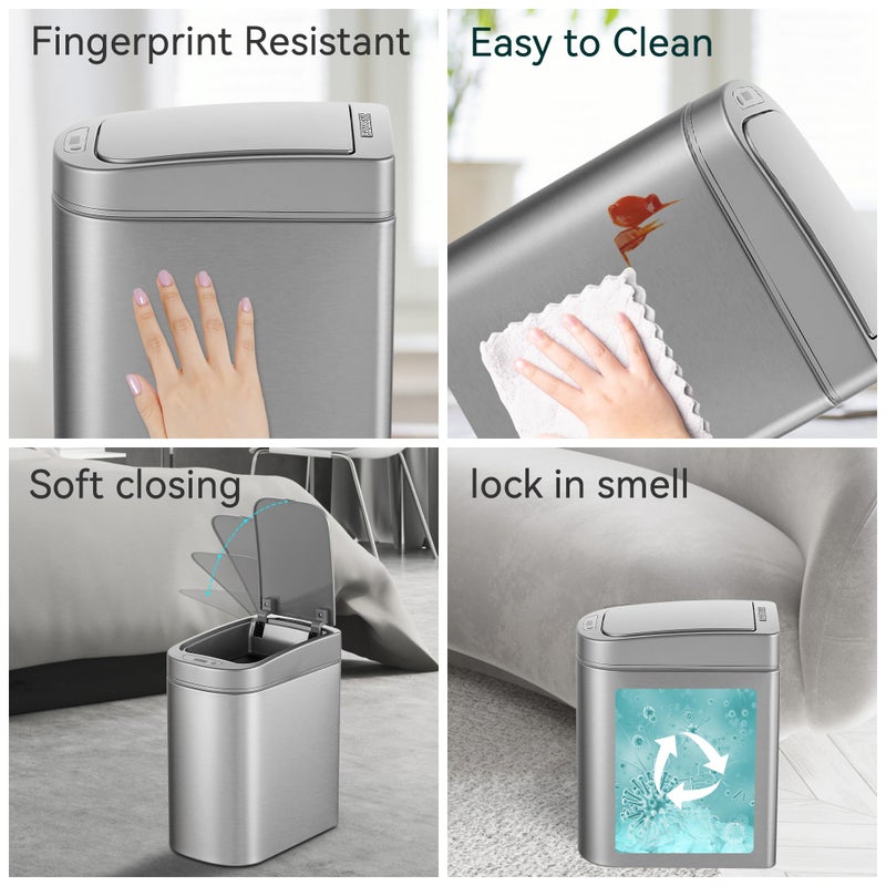 Ninestars Automatic Motion Sensor Bathroom Trash Can, 1.8 Gallon Smart Opening Garbage Bin for Bathroom, Bedroom, Kitchen, Office - Image 5