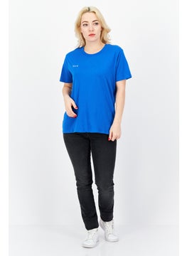 French Connection Women Round Neck Short Sleeves Brand Logo T- Shirt, Blue  - Image 2