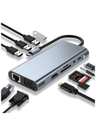 USB C HUB, USB C Adapter 11 in 1 Dongle with 4K HDMI, VGA, Type C PD, USB3.0, RJ45 Ethernet, SD/TF Card Reader, 3.5mm AUX, Docking Station Compatible with MacBook Pro/Air, Other Type C Laptops Devices - pzsku/ZB42790E7A380C29D2C35Z/45/1746220129/0acdbcc1-a7fe-4f2c-af51-b1880cea5031