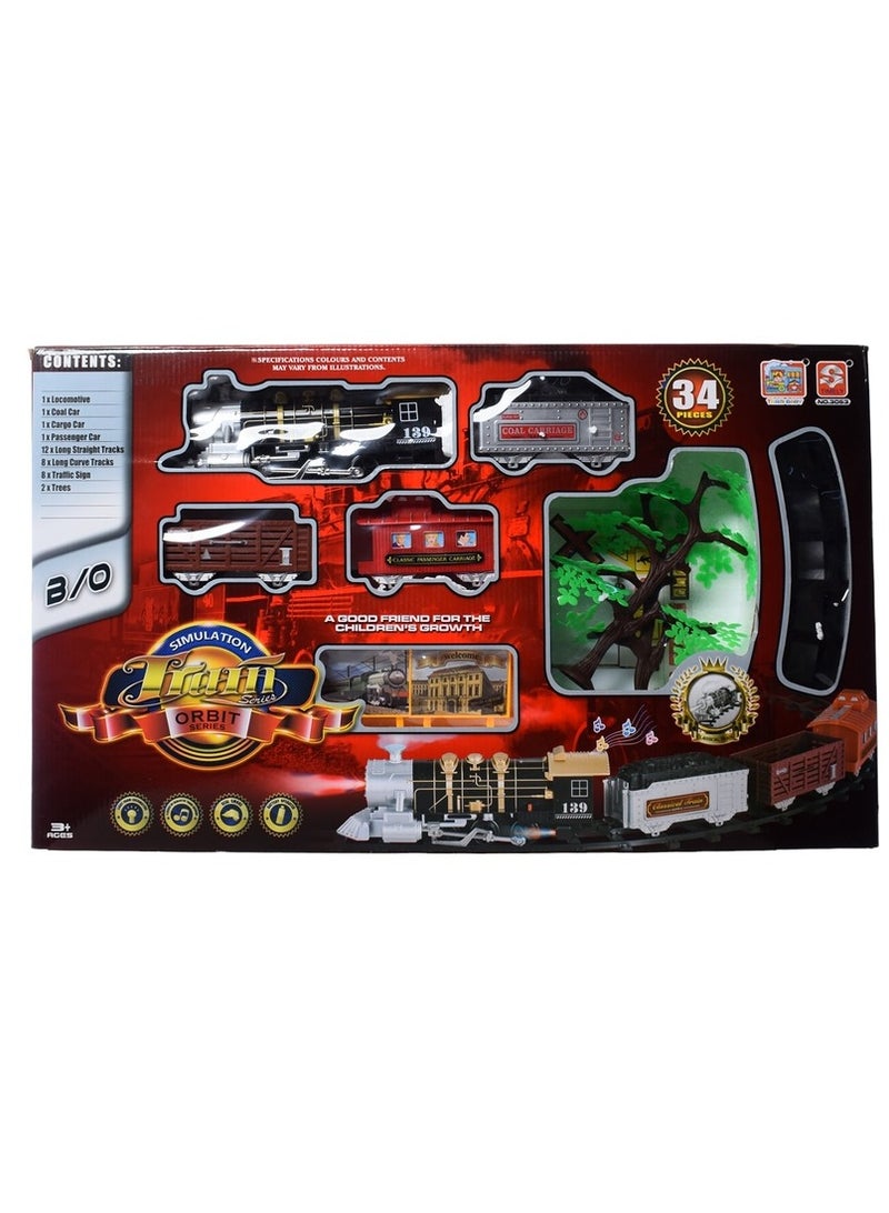 قطار كلاسك كبير 4 عربة بالمحطة 34 قطعة - 3053