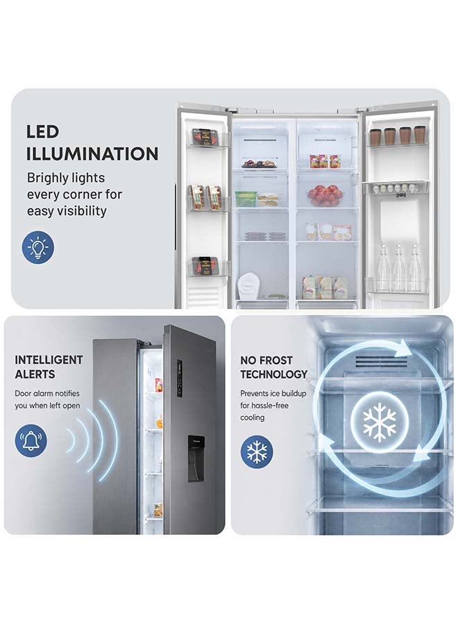 Krome 600L Side By Side Refrigerator With Water Dispenser, Multi Air Flow, Door Alarm, Recessed Handles, No Frost Cooling System, Electronic Touch, Temperature Control 600 L KR-SBS 600WM Inox - Image 5