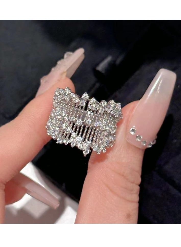 Sweet Pleated Skirt Shaped Mesh Ring - Image 2