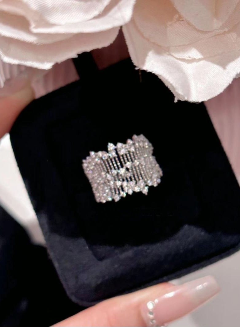 Sweet Pleated Skirt Shaped Mesh Ring - Image 4
