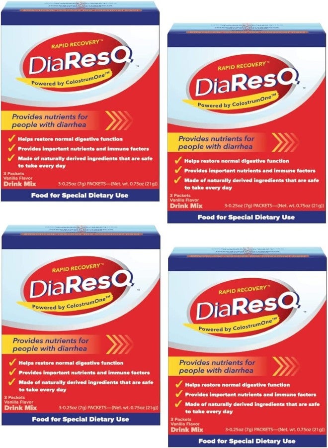 DiaResQ ديا ريسكيو سريع المفعول لتخفيف الإسهال - 3 أكياس، عبوة من 4 - Image 1