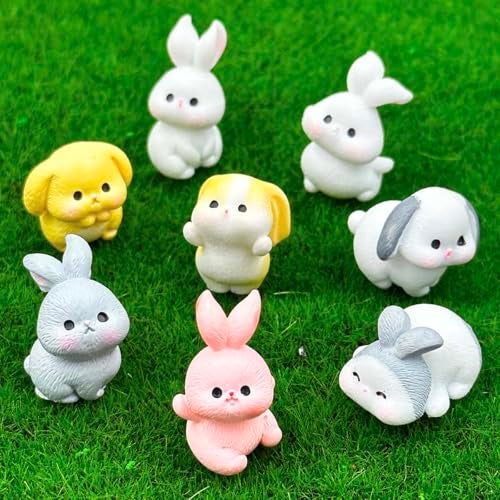 Suartus Easter Mini Rabbit Figurines 24pcs Bunny Resin Miniatures Figures to Hide Tiny Resin Animal Miniatures for Egg Stuffers Gift Fairy Outdoor Statues Garden Spring Ornament Micro Landscape Decor - Image 2