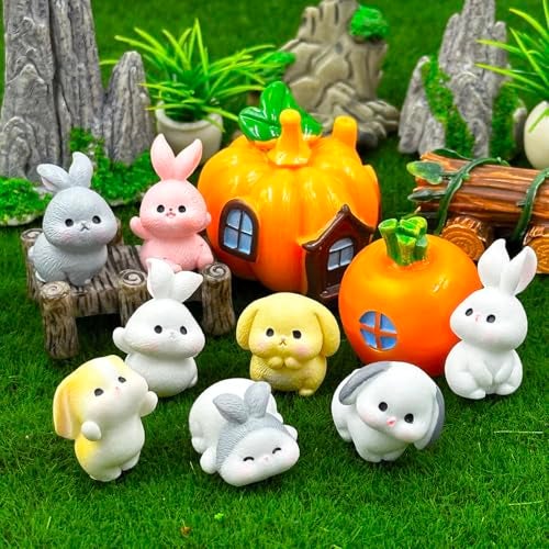 Suartus Easter Mini Rabbit Figurines 24pcs Bunny Resin Miniatures Figures to Hide Tiny Resin Animal Miniatures for Egg Stuffers Gift Fairy Outdoor Statues Garden Spring Ornament Micro Landscape Decor - Image 3