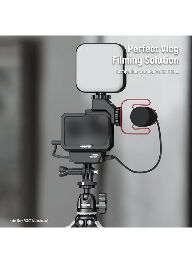 Neewer NEEWER Video Rig Cage Compatible with GoPro Hero 12 11 10 9 Light Mod Max Lens Mod, Durable Plastic with 3.5mm Media Audio Mic Adapter Mount, Cold Shoe Adapter, Battery Cover for Vlogging, AC007  - Image 2