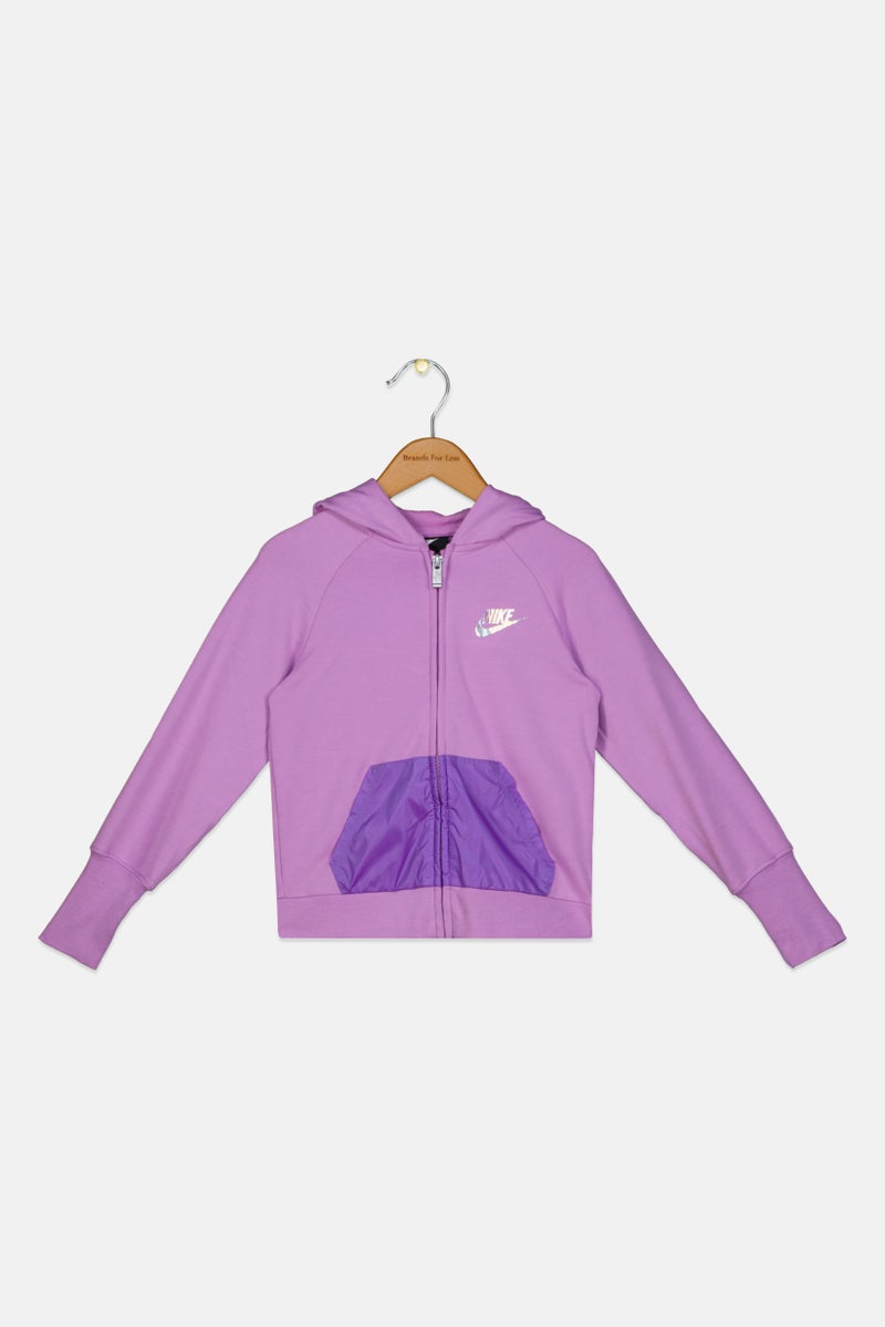 Nike Kids Girl Sportswear Fit Brand Logo Outdoor Sweatshirt, Lavender  - Image 1
