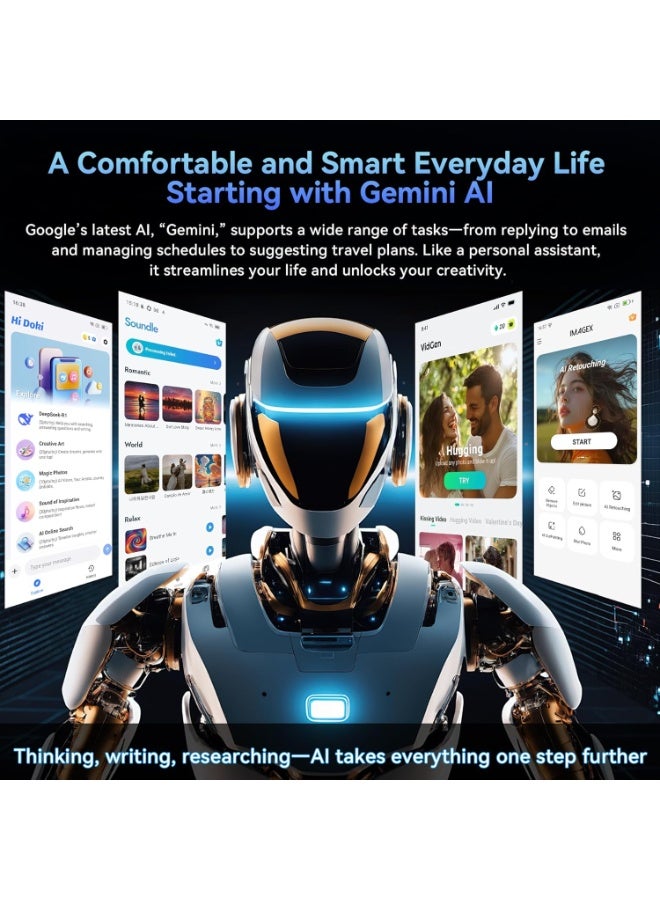 T90 جهاز لوحي 11 بوصة FHD بنظام Android 16، ذاكرة 24GB وسعة 128GB مع دعم بطاقة TF حتى 2TB، بطارية 8000mAh، Gemini AI، GPS، مع لوحة مفاتيح وقلم - Image 3