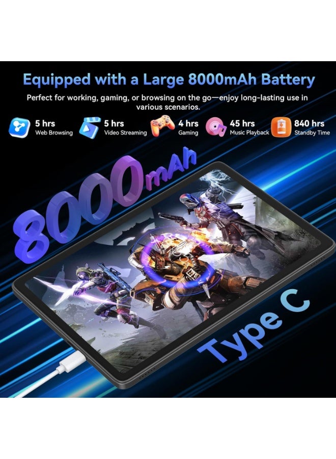 T90 جهاز لوحي 11 بوصة FHD بنظام Android 16، ذاكرة 24GB وسعة 128GB مع دعم بطاقة TF حتى 2TB، بطارية 8000mAh، Gemini AI، GPS، مع لوحة مفاتيح وقلم - Image 5