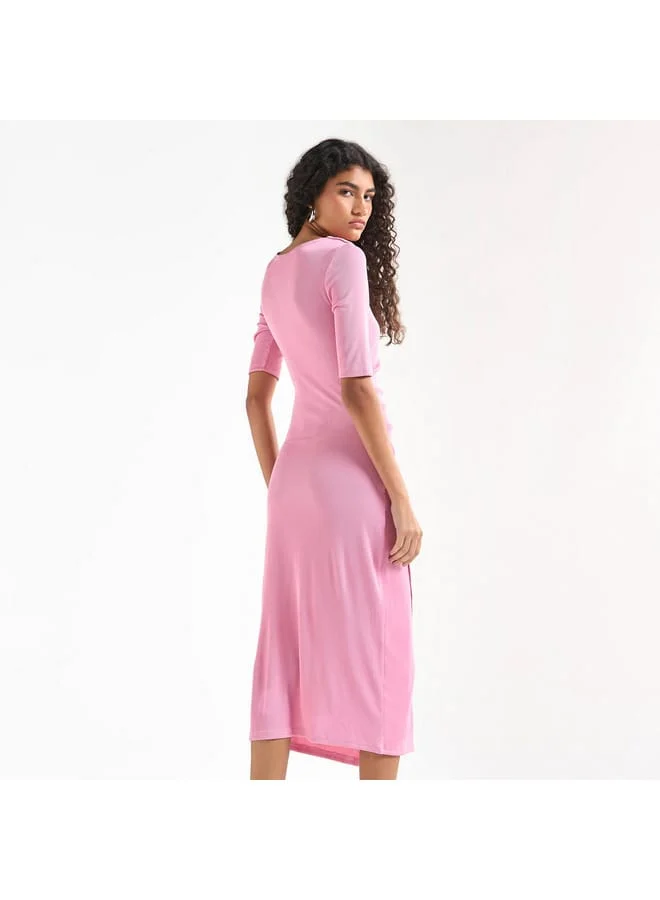 Splash FAV Pink Ruched Midi Dress