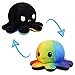 TeeTurtle Reversible Octopus Plushie 4Inch Black Rainbow TwoSided Flip Plush Toy with Embroidered Details Cute Mini Collectible Plush for Kids Teens and Adults - Image 3