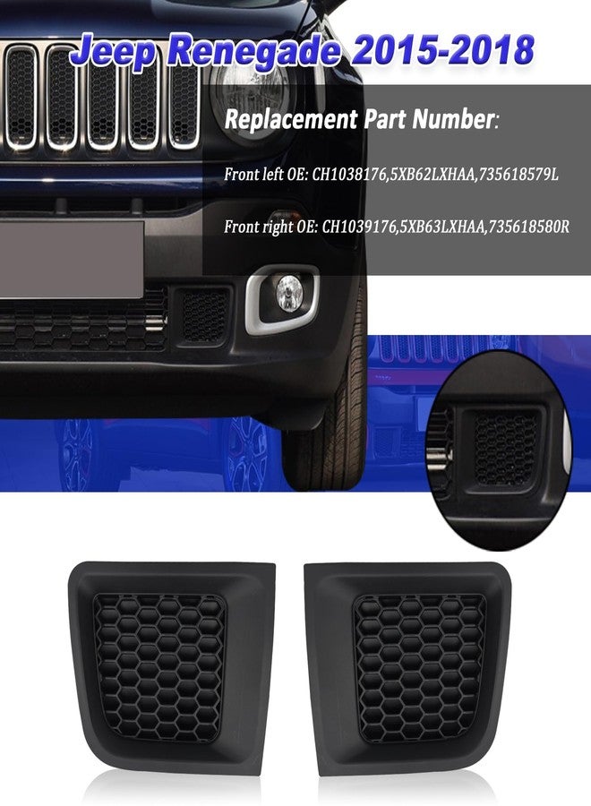 BINQIGOO 1 Pair Front Bumper Insert Grilles Bezel Cover Replacement Fit for Jeep Renegade 2015-2018 Sport Latitude Trailhawk Limited - Image 3