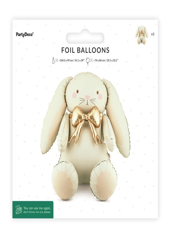 PartyDeco Bunny Foil Balloon 29x33 Inch - Giant Rabbit Mylar Balloon for First Birthday and Baby Shower Decorations - Cute Neutral Party Decor for Baby Boys and Girls - Image 5