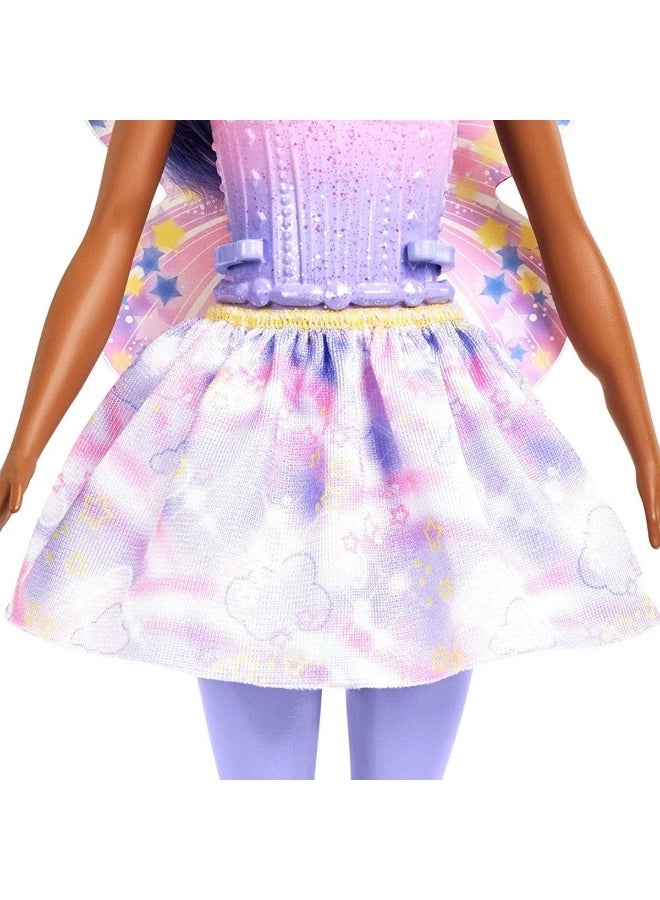 Barbie Dreamtopia Brown Fairy Doll with Pink and Purple Gemstones Outfit, Purple Hair and Wings - Image 5