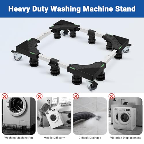 Nefish Upgraded 24-31 Inch Full-size Washing Machine Stand Base with 4 Wheels and 10 Feet Washer and Dryer Dolly Mini Fridge Stands Refrigerator Pedestal for Home Appliance - Image 5