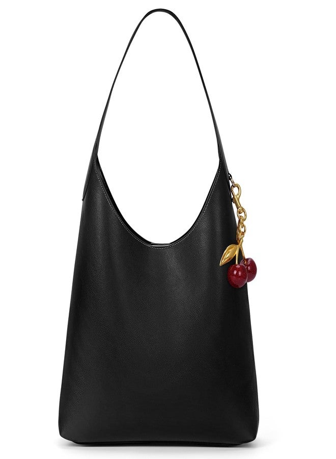 HICARRY Hobo Bags For Women Vegan Leather Shoulder Bag Tote For Women Medium Slouchy Designer Handbags Purses Fall Fashion, Black - Image 1