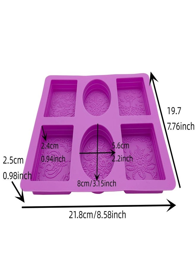 HTIAM 2 Pieces Embossing Flower Chocolate Moulds Soap DIY Mold Silicone Rectangle Oval Soap Molds Handmade Cake Candy Biscuit, Pudding Moulds Ice Cube Trays - Image 2