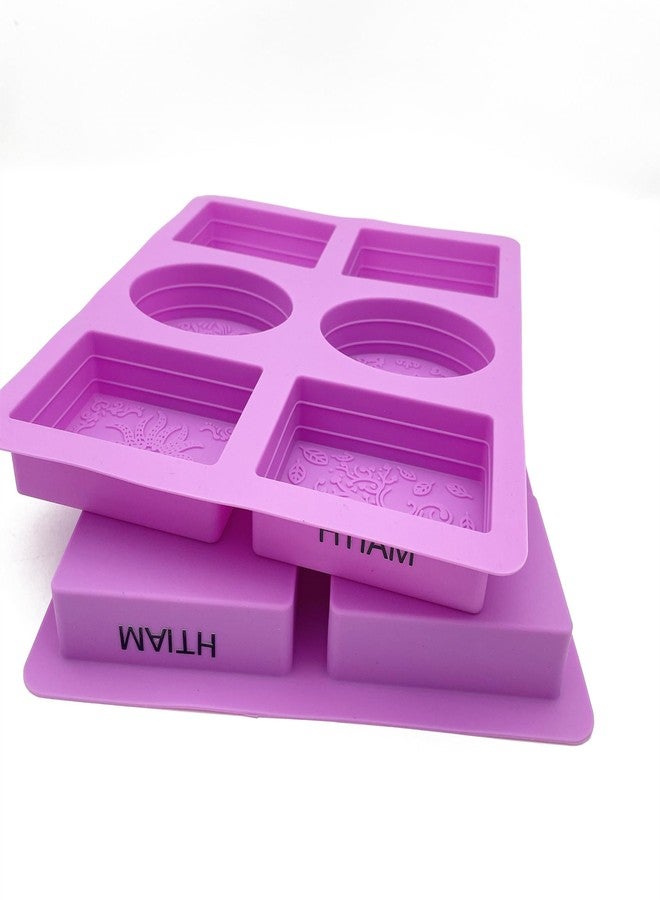 HTIAM 2 Pieces Embossing Flower Chocolate Moulds Soap DIY Mold Silicone Rectangle Oval Soap Molds Handmade Cake Candy Biscuit, Pudding Moulds Ice Cube Trays - Image 5