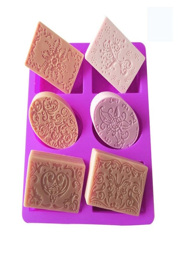 HTIAM 2 Pieces Embossing Flower Chocolate Moulds Soap DIY Mold Silicone Rectangle Oval Soap Molds Handmade Cake Candy Biscuit, Pudding Moulds Ice Cube Trays - Image 3