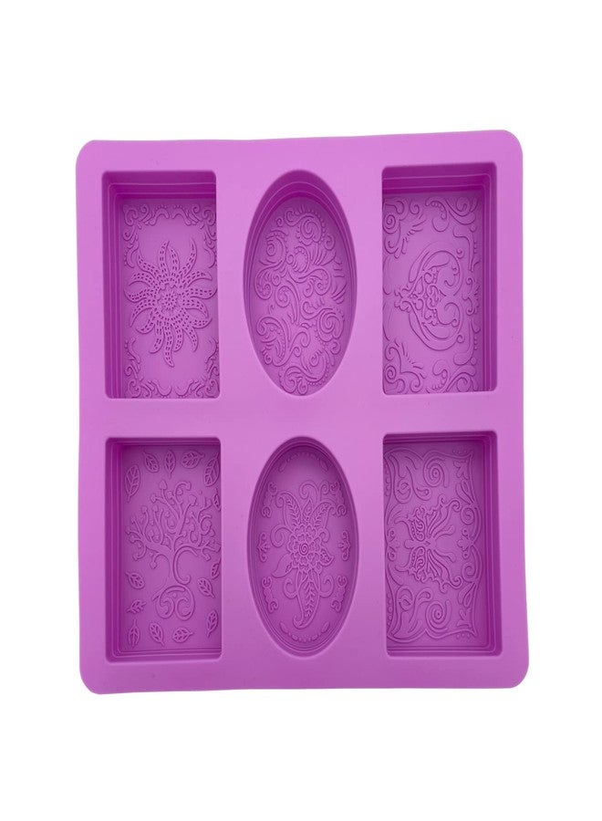HTIAM 2 Pieces Embossing Flower Chocolate Moulds Soap DIY Mold Silicone Rectangle Oval Soap Molds Handmade Cake Candy Biscuit, Pudding Moulds Ice Cube Trays - Image 4