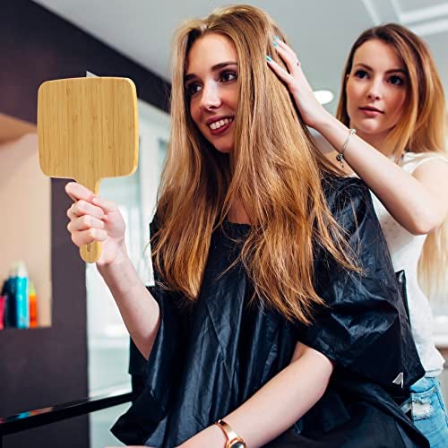YEAKE Hand Mirror,Natural Bamboo Handheld Mirror with Handle, Single-Sided Portable Travel Vanity Mirror for Men & Women,6.9" W x 9.9" L - Image 4