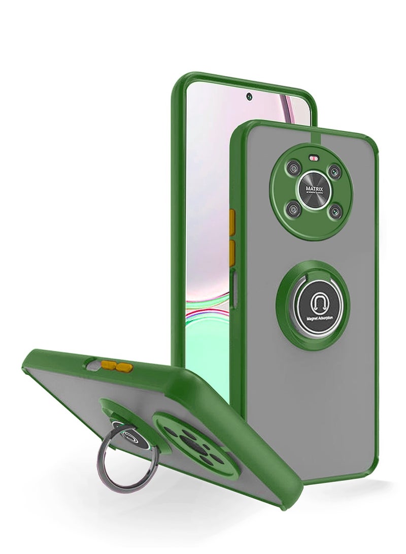 Wtech Magnetic Ring Holder Smoky Translucent Case Cover For Honor X9 4G/5G Green - Image 1