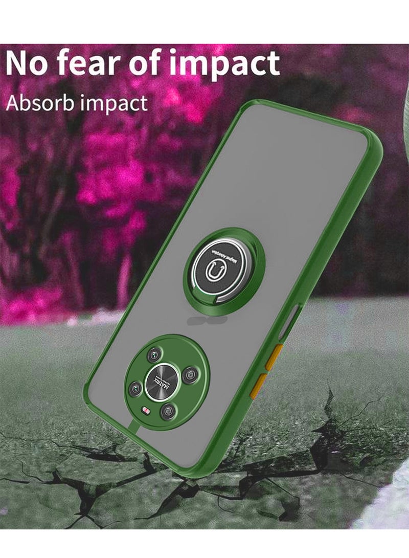 Wtech Magnetic Ring Holder Smoky Translucent Case Cover For Honor X9 4G/5G Green - Image 3