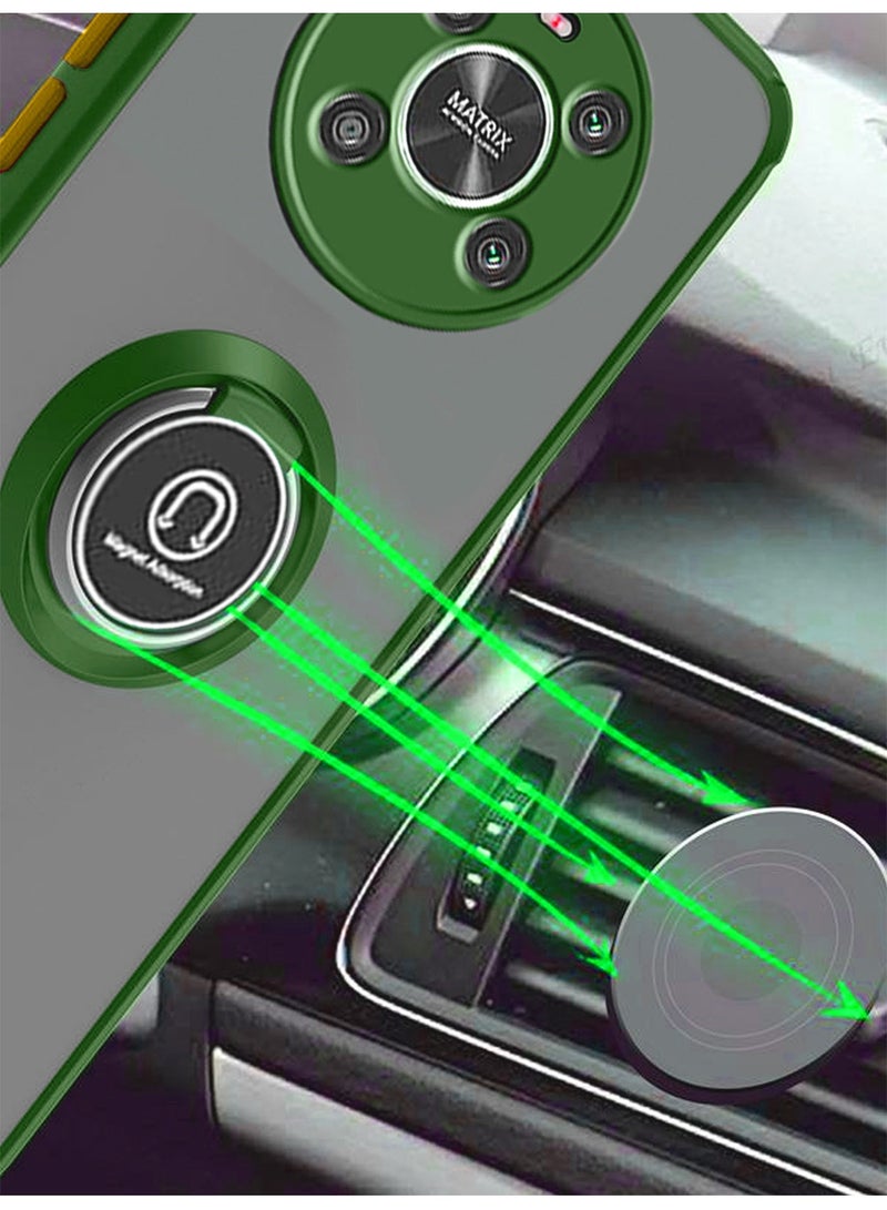 Wtech Magnetic Ring Holder Smoky Translucent Case Cover For Honor X9 4G/5G Green - Image 5