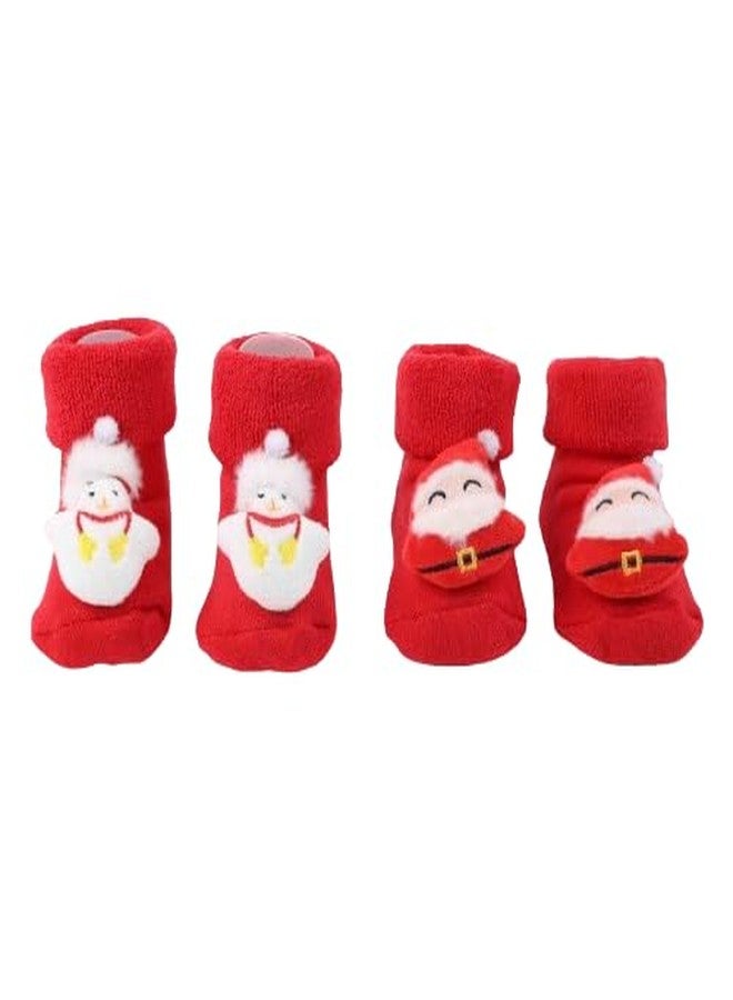 Kicks & Crawl Baby Boys & Baby Girls Anti-skid/slip Holiday Cheer Socks - Pack of 2 - Image 1
