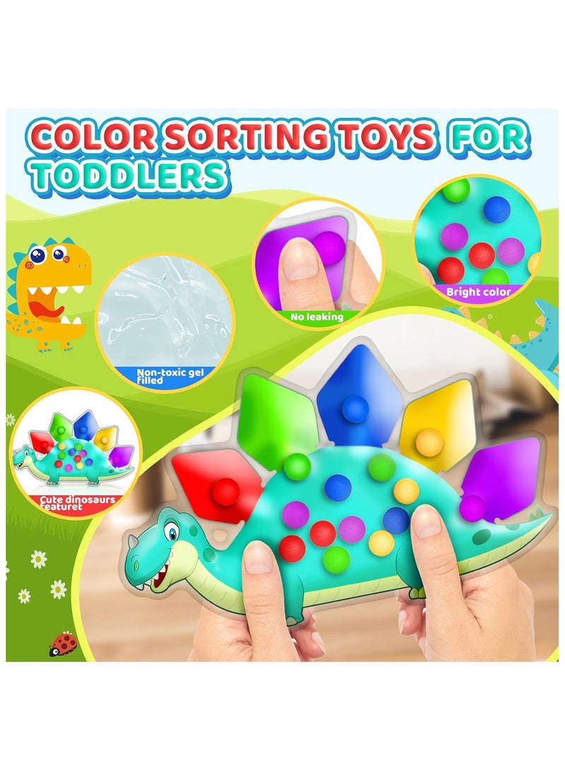 لعبة حسية لفرز ألوان الديناصورات، لعبة مونتيسوري لألعاب التنمية المبكرة، لعبة تعليمية وتربوية للأنشطة، لعبة مطابقة الحركات الدقيقة للأطفال الصغار، ألعاب أساسية للرحلات البرية، أفضل الهدايا للأولاد والبنات من عمر 1 إلى 6 سنوات. - Image 2
