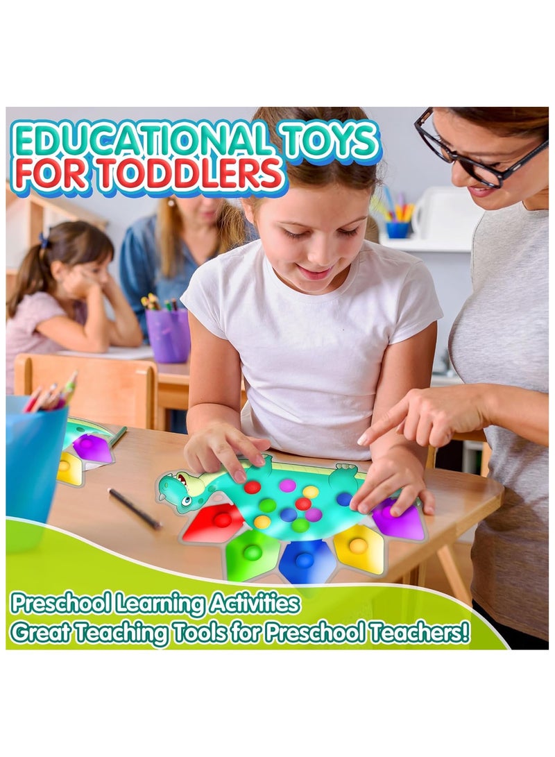 لعبة حسية لفرز ألوان الديناصورات، لعبة مونتيسوري لألعاب التنمية المبكرة، لعبة تعليمية وتربوية للأنشطة، لعبة مطابقة الحركات الدقيقة للأطفال الصغار، ألعاب أساسية للرحلات البرية، أفضل الهدايا للأولاد والبنات من عمر 1 إلى 6 سنوات. - Image 4